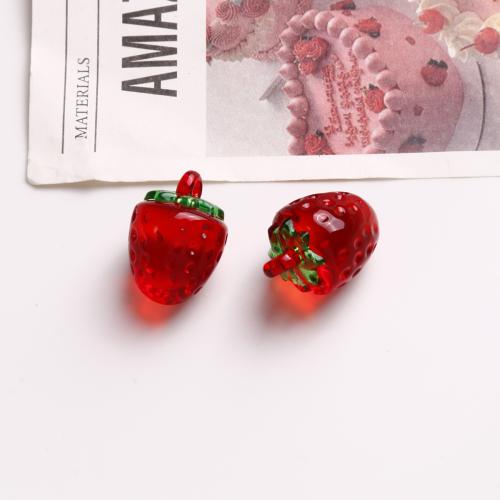 Acrylic Jewelry Pendant, Strawberry, polished, DIY 