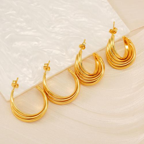 Arete de acero inoxidable , acero inoxidable 304, 18K chapado en oro, Joyería & diferentes estilos para la opción & para mujer, dorado, Vendido por Par