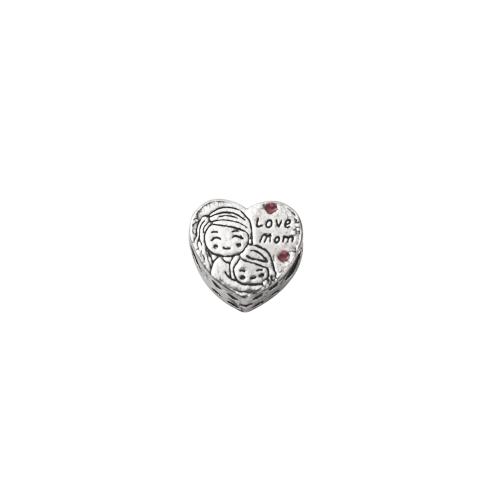 Zinc Alloy Heart Beads, silver color plated, DIY 