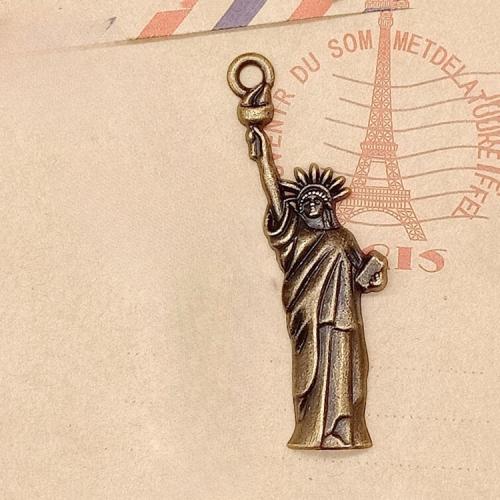 Colgante de la aleación del cinc, aleación de zinc, lady Liberty, chapado en color bronce antiguo, Bricolaje, 48x14x3mm, 100PCs/Bolsa, Vendido por Bolsa