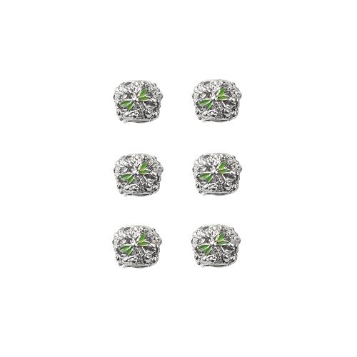 Enamel Zinc Alloy Beads, silver color plated, DIY 