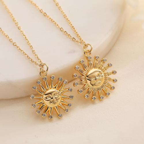 Collier en laiton cubique Zircon Micro Pave, avec perle de plastique, soleil, Placage de couleur d'or, styles différents pour le choix & pavé de micro zircon & pour femme, plus de couleurs à choisir, Vendu par PC