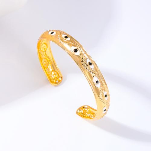 Zinc Alloy Cuff Bangle, plated, for woman & enamel, gold 