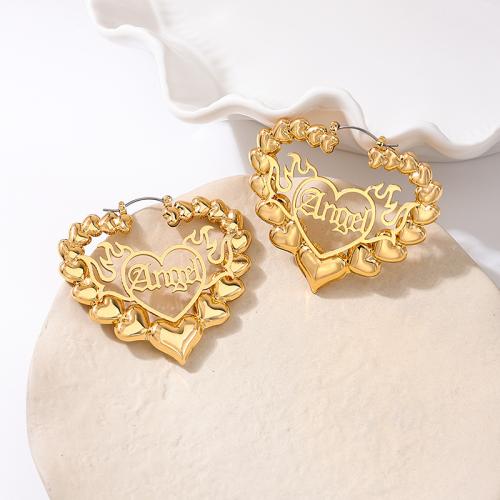 Zinc Alloy Leverback Earring, Heart, plated, for woman, gold 