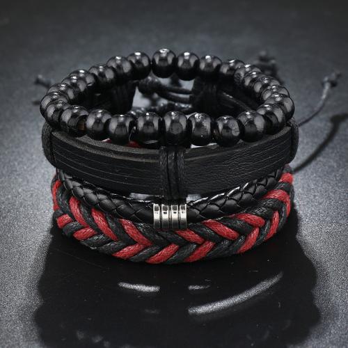 bracelet de cordon en PU , cuir PU, avec alliage de zinc, fait à la main, styles différents pour le choix & pour homme, plus de couleurs à choisir, Vendu par fixé