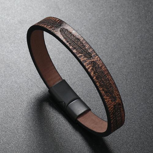 bracelet de cordon en PU , cuir PU, avec alliage de zinc, le style de punk & pour homme, plus de couleurs à choisir, Vendu par PC