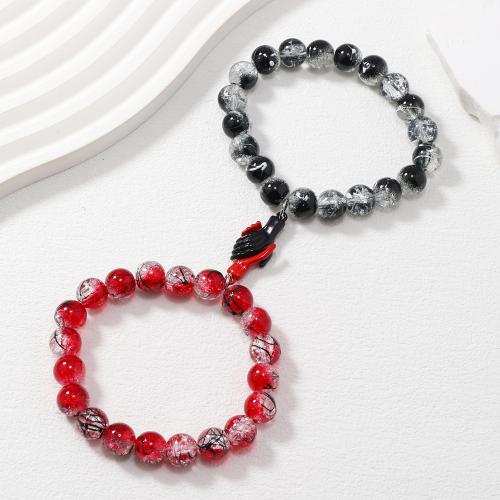 Paar Armband, Zinklegierung, mit Lampwork, 2 Stück & unisex & verschiedene Stile für Wahl, schwarz und rot, verkauft von setzen