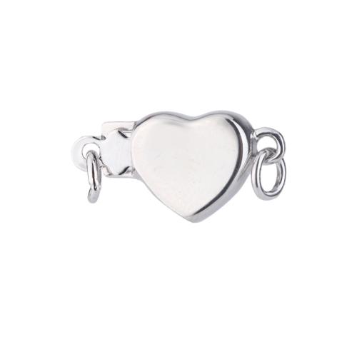 Fermoir baïonnette en argent sterling, Argent sterling 925, coeur, Plaqué de platine, DIY Vendu par PC