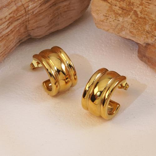 Edelstahl Stud Ohrring, 304 Edelstahl, 18K vergoldet, Modeschmuck & für Frau, goldfarben, 18.3x11mm, verkauft von Paar