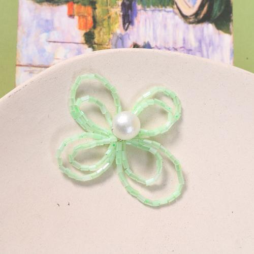 Barrette cheveux assesoire, Seedbead, avec perle de plastique, fleur, fait à la main, DIY Vendu par PC