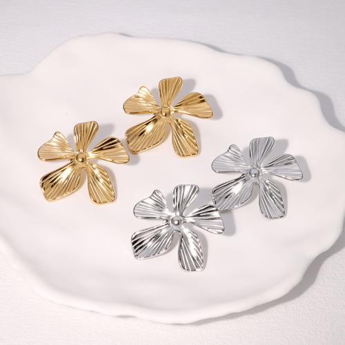 Серьги из нержавеющей стали, Нержавеющая сталь 304, Форма цветка, ювелирные изделия моды & Женский, Много цветов для выбора продается Пара