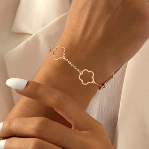 Bracelets de fer, fleur, Placage de couleur d'or, pour femme cm, Vendu par PC