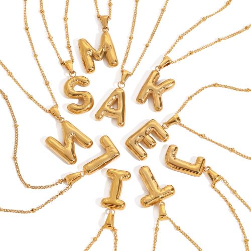 Collier de bijoux en acier inoxydable, Acier inoxydable 304, avec 5cm chaînes de rallonge, Lettre d’alphabet, Placage, bijoux de mode & pour femme, doré cm, Vendu par PC[