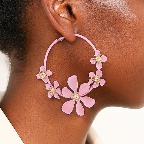 Zinc Alloy Leverback Earring, petals, plated, for woman, pink 