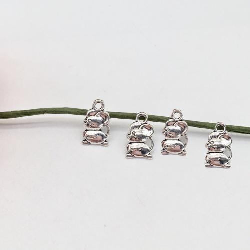 Подвески из цинкового сплава в форме животных, цинковый сплав, Мышь, плакированный цветом под старое серебро, DIY 100ПК/сумка, продается сумка