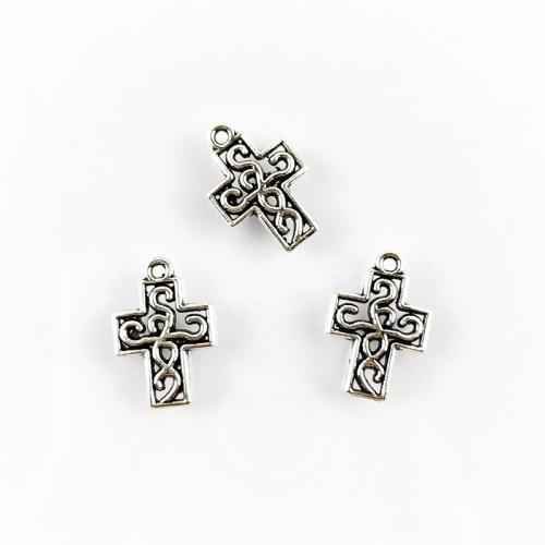 Colgantes de Aleación de Zinc en Forma Cruces, chapado en color de plata antigua, Bricolaje, 13x19mm, agujero:aproximado 2mm, aproximado 100PCs/Bolsa, Vendido por Bolsa