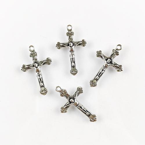 Colgantes de Aleación de Zinc en Forma Cruces, chapado en color de plata antigua, Bricolaje, 19x31mm, agujero:aproximado 2mm, aproximado 100PCs/Bolsa, Vendido por Bolsa