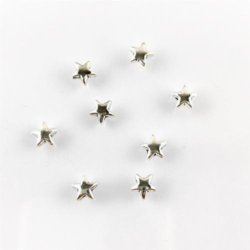 Granos de estrellas la aleación del cinc, aleación de zinc, chapado en color de plata antigua, Bricolaje, 6x6mm, agujero:aproximado 1mm, aproximado 100PCs/Bolsa, Vendido por Bolsa