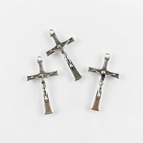 Colgantes de Aleación de Zinc en Forma Cruces, chapado en color de plata antigua, Bricolaje, 24x43mm, agujero:aproximado 5mm, aproximado 100PCs/Bolsa, Vendido por Bolsa