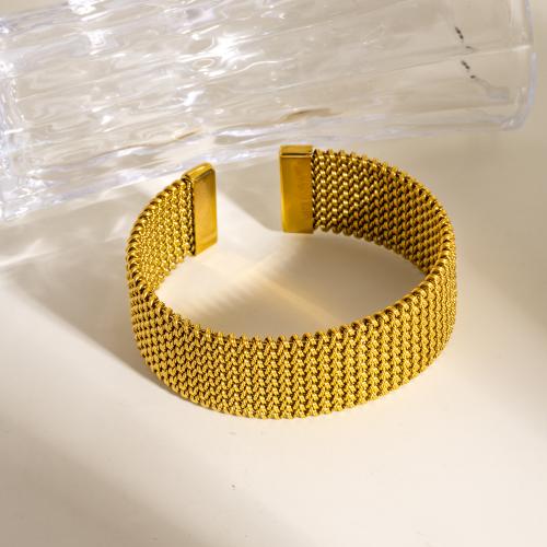 Stainless Steel Cuff Bangle, 304 Stainless Steel, Vacuum Ion Plating, Adjustable & fashion jewelry & Unisex, golden 