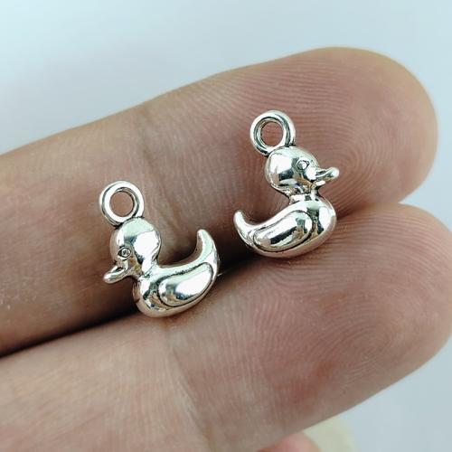 Подвески из цинкового сплава в форме животных, цинковый сплав, Утка, плакированный цветом под старое серебро, DIY 100ПК/сумка, продается сумка