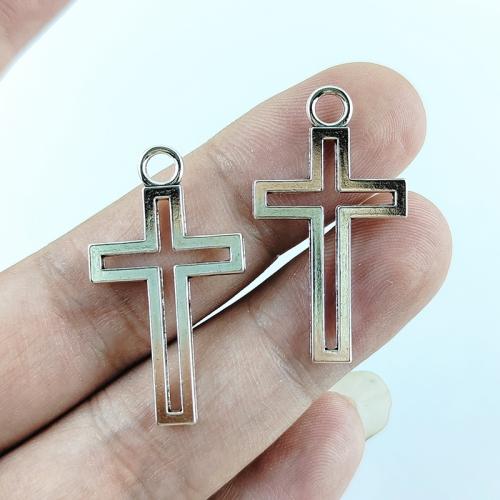 Colgantes de Aleación de Zinc en Forma Cruces, chapado en color de plata antigua, Bricolaje, 21x38mm, 100PCs/Bolsa, Vendido por Bolsa