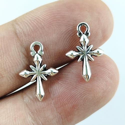 Colgantes de Aleación de Zinc en Forma Cruces, chapado en color de plata antigua, Bricolaje, 12x18mm, 100PCs/Bolsa, Vendido por Bolsa