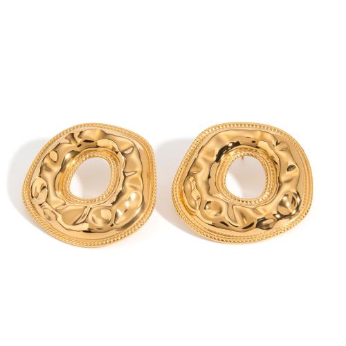 Edelstahl Stud Ohrring, 304 Edelstahl, goldfarben plattiert, Modeschmuck, goldfarben, verkauft von Paar