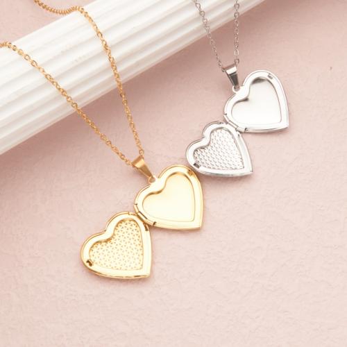 Fashion Locket Necklace, 304 Stainless Steel, with 2 Inch extender chain, Heart, polished, can open and put into something & fashion jewelry & for woman Inch [