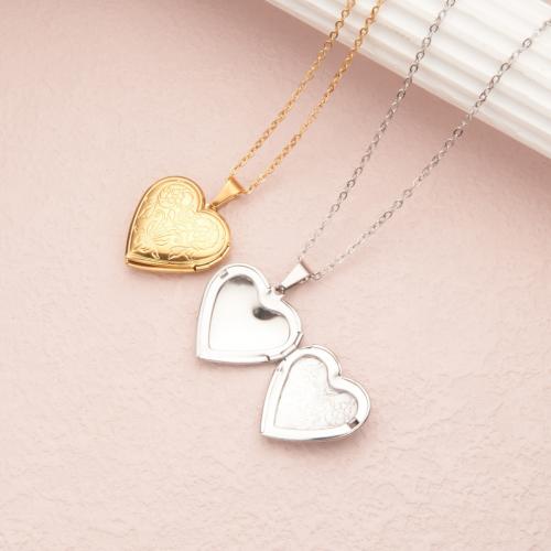 Fashion Locket Necklace, 304 Stainless Steel, with 2 Inch extender chain, Heart, polished, can open and put into something & fashion jewelry & Unisex Inch [