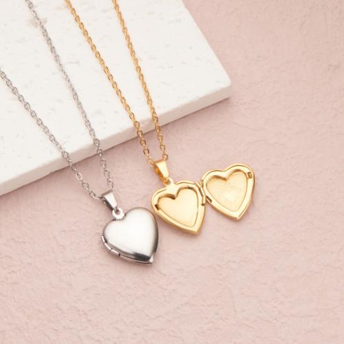 Fashion Locket Necklace, 304 Stainless Steel, with 2 Inch extender chain, Heart, polished, can open and put into something & fashion jewelry & Unisex Inch [