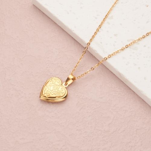 Fashion Locket Necklace, 304 Stainless Steel, with 2 Inch extender chain, Heart, plated, can open and put into something & fashion jewelry & for woman Inch [