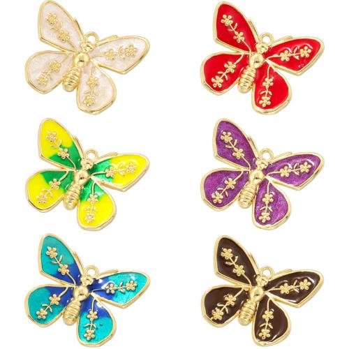 Enamel Brass Pendants, Butterfly, plated, DIY 