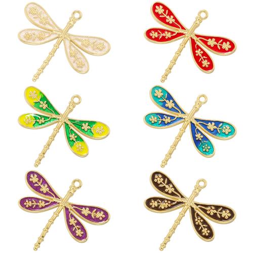 Enamel Brass Pendants, Dragonfly, plated, DIY 