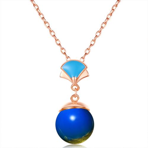 Collier en laiton fait à la main, avec Jade artificiel, bijoux de mode & pour femme, couleur or rose Environ 45 cm, Vendu par PC