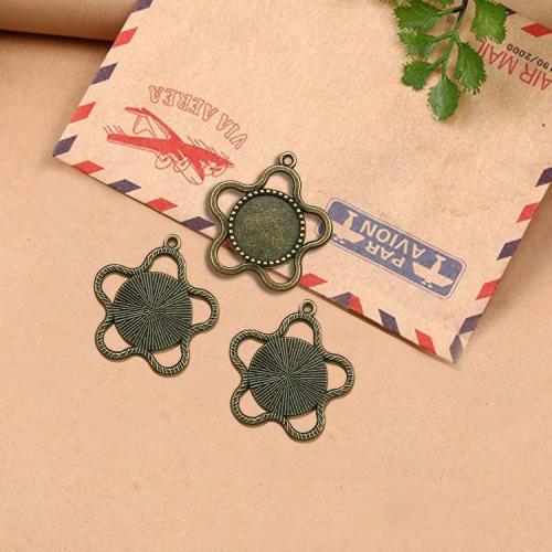 Zinc Alloy Pendant Cabochon Setting, Star, antique bronze color plated, DIY, 18mm 