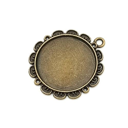 Zinc Alloy Pendant Cabochon Setting, antique bronze color plated, DIY, 25mm 