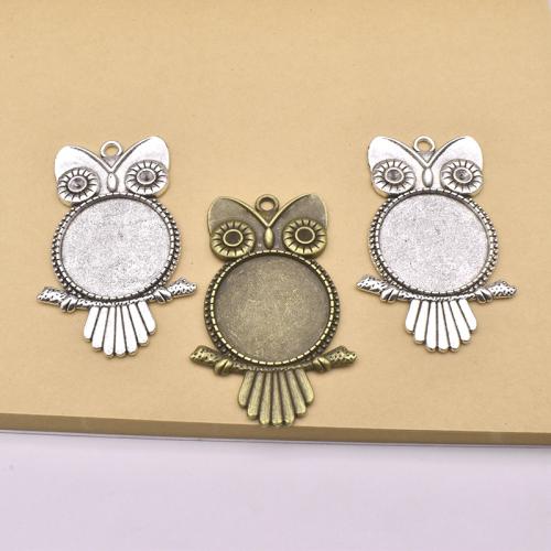 Zinc Alloy Pendant Cabochon Setting, Owl, plated, DIY 25mm 