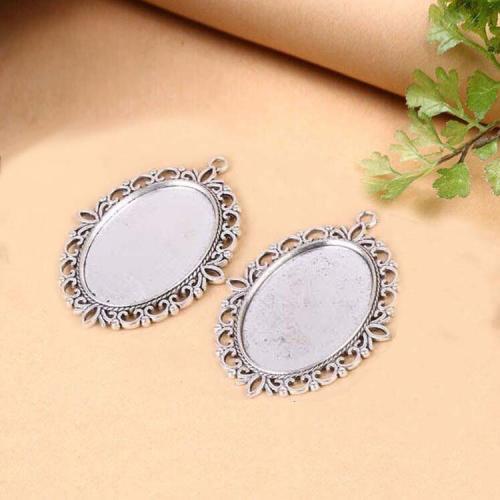 Zinc Alloy Pendant Cabochon Setting, antique silver color plated, DIY 