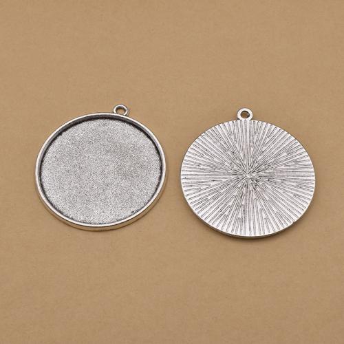 Zinc Alloy Pendant Cabochon Setting, Round, antique silver color plated, DIY, 30mm 