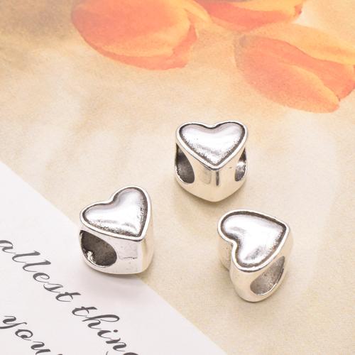 Zinc Alloy Heart Beads, antique silver color plated, DIY 