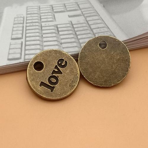 Zinc Alloy Tag Charm, Round, antique bronze color plated, DIY, 15mm 