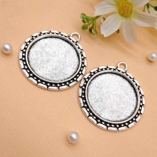 Zinc Alloy Pendant Cabochon Setting, Round, antique silver color plated, DIY 