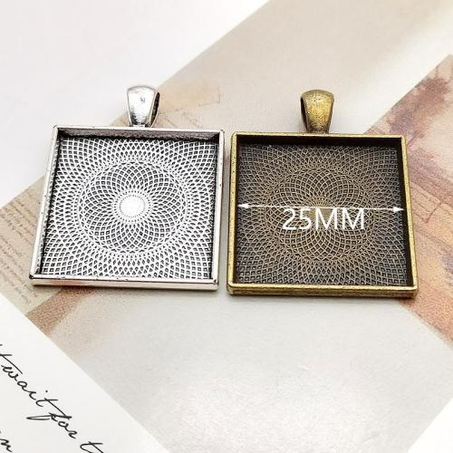 Zinc Alloy Pendant Cabochon Setting,  Square, plated, DIY 25mm 