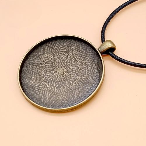 Zinc Alloy Pendant Cabochon Setting, Round, antique bronze color plated, DIY, 38mm 