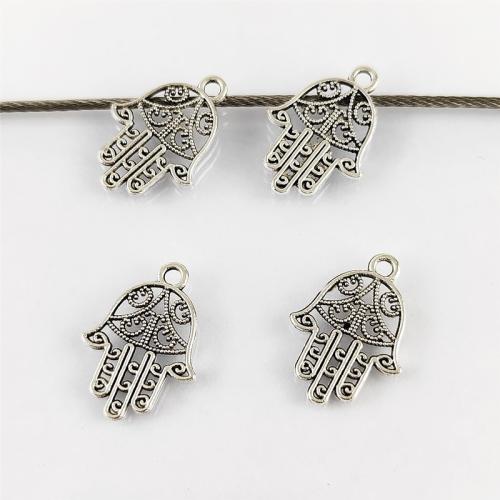 Zinc Alloy Hamsa Pendants, antique silver color plated, DIY 