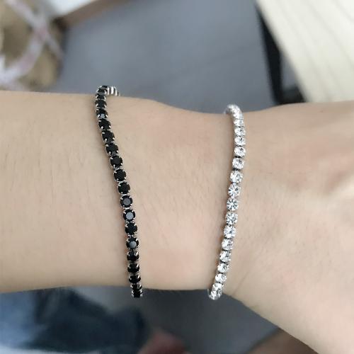 Titanium Steel Bracelet, plated, detachable & for woman & with rhinestone cm 