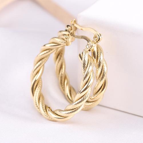 Titanium Steel Earrings, gold color plated, for woman 