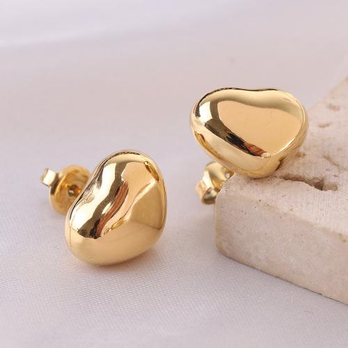 Titanium Steel Earrings, Heart, gold color plated, for woman 