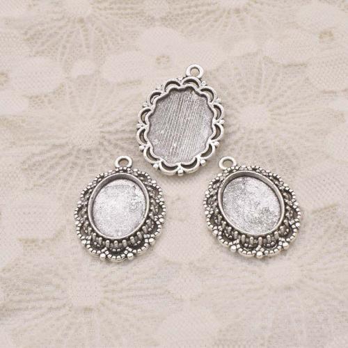 Zinc Alloy Pendant Cabochon Setting, antique silver color plated, DIY 